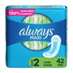 Always Maxi Size 2 Super Pads for Women Without Wings Unscented 42ct (12 Pack)