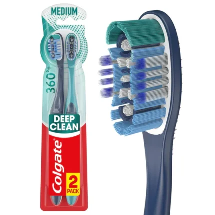 Colgate 360 Whole Mouth Clean Medium Toothbrush, Adult Toothbrush, 2ct