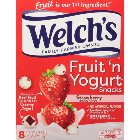 welchs-fruit-n-yogurt-strawberry-snacks-8ct-per-box-32-pack-food-374 Welchs Fruit n Yogurt Strawberry Fruit Snacks 8ct per Box (32 Pack) - Image 1